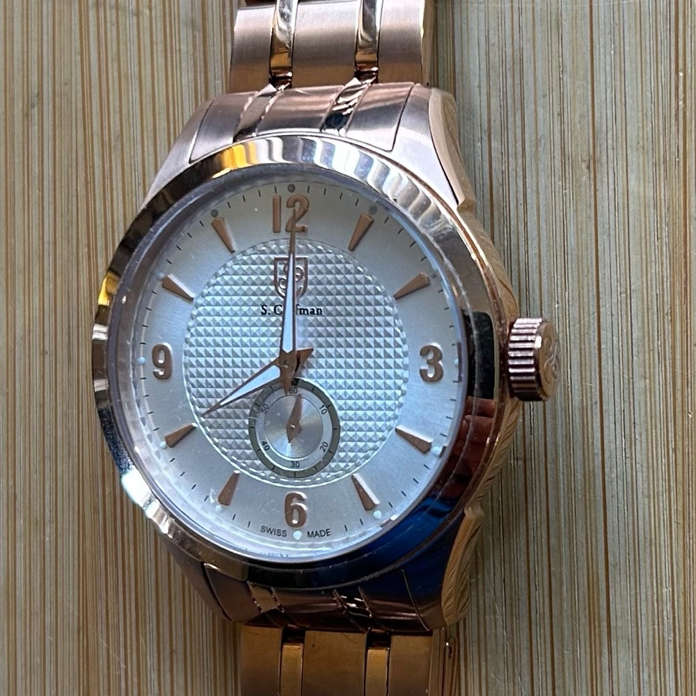 S Coifman Watch With 45mm Silver Face & RoseGold Bracelet